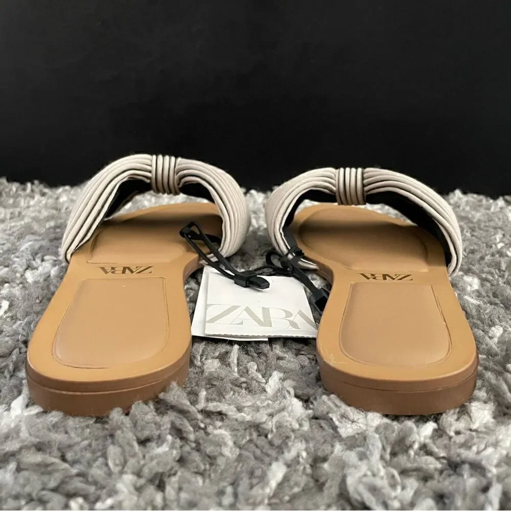NWT Zara Knotted Fabric Flat Sandals - Picture 6 of 8